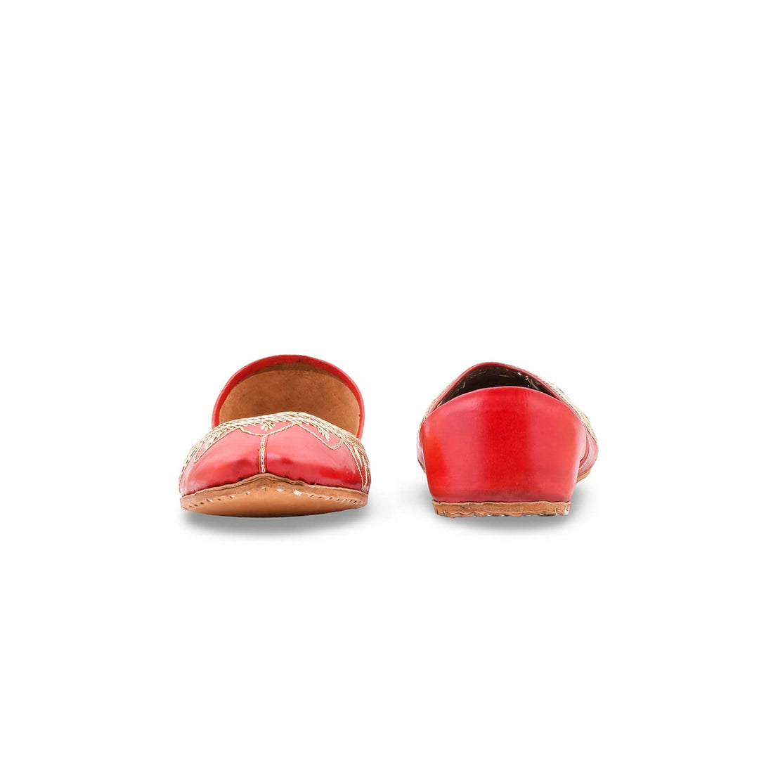 Red Leather Khussa For Women EC8880