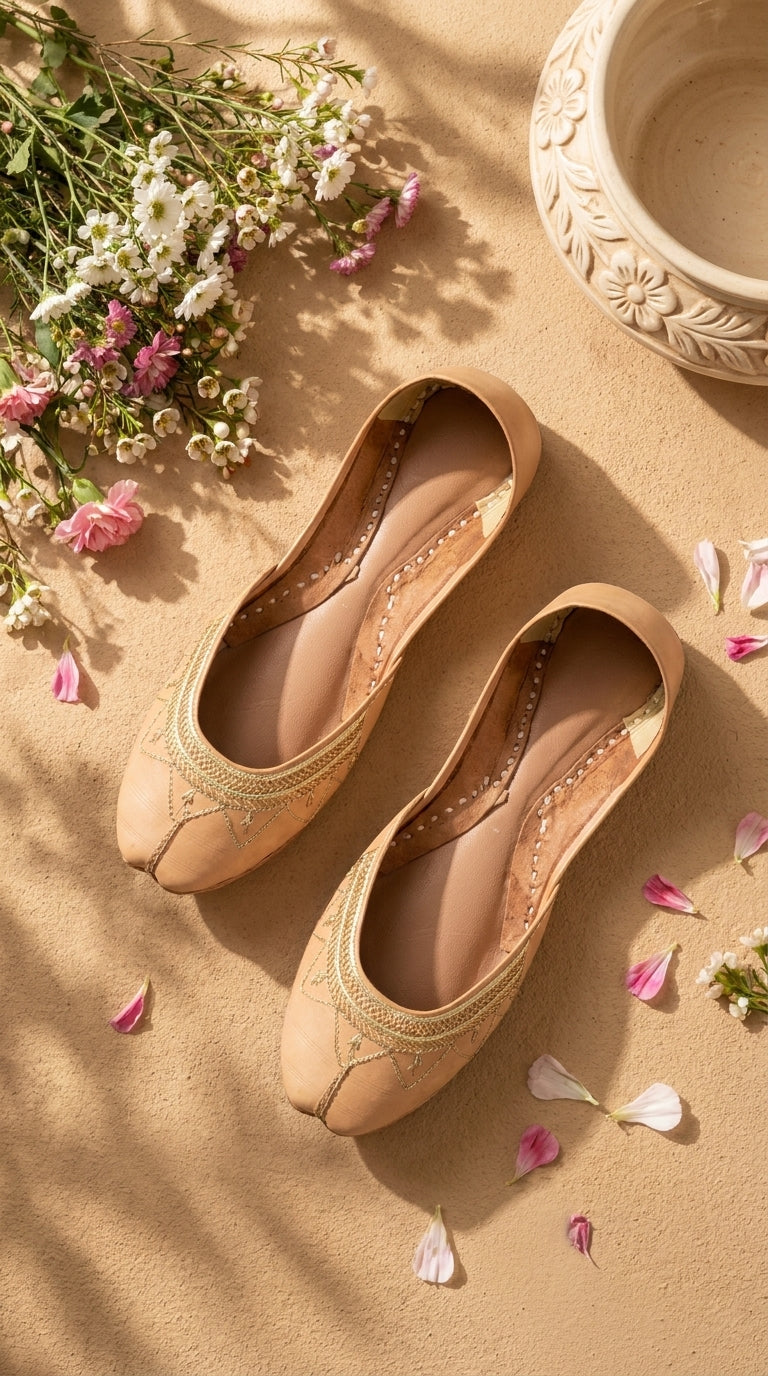 Fawn Leather Khussa For Women EC8880