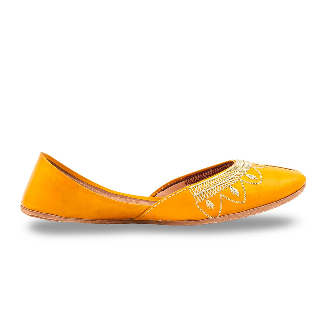 Yellow Leather Khussa For Women EC8880