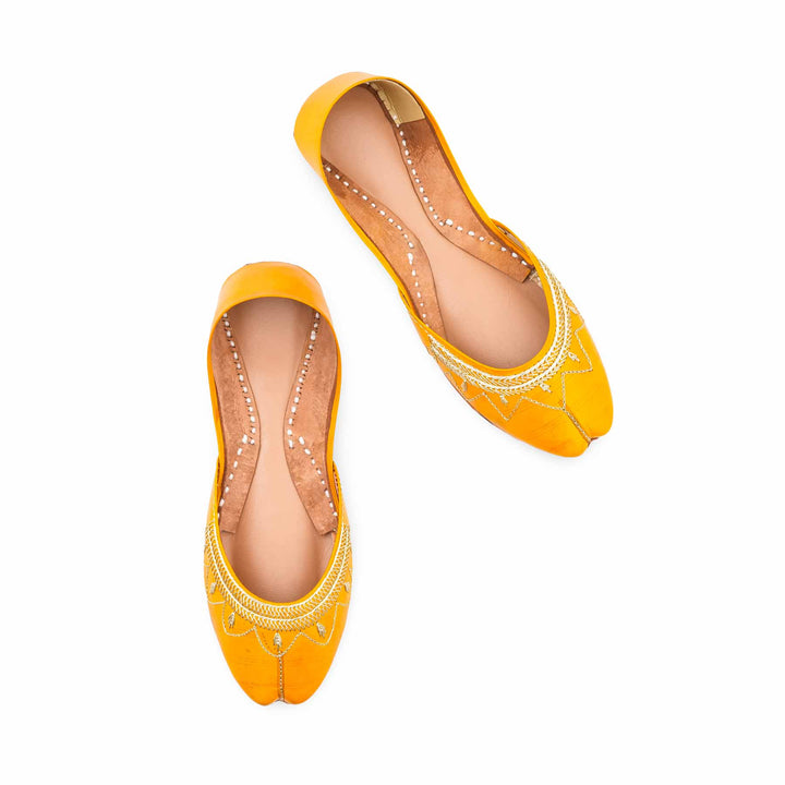 Yellow Leather Khussa For Women EC8880