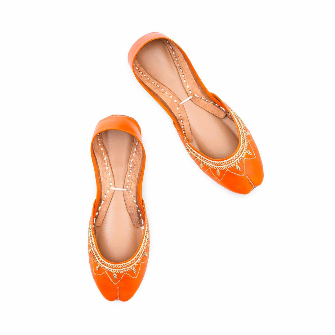 Orange Leather Khussa For Women EC8880