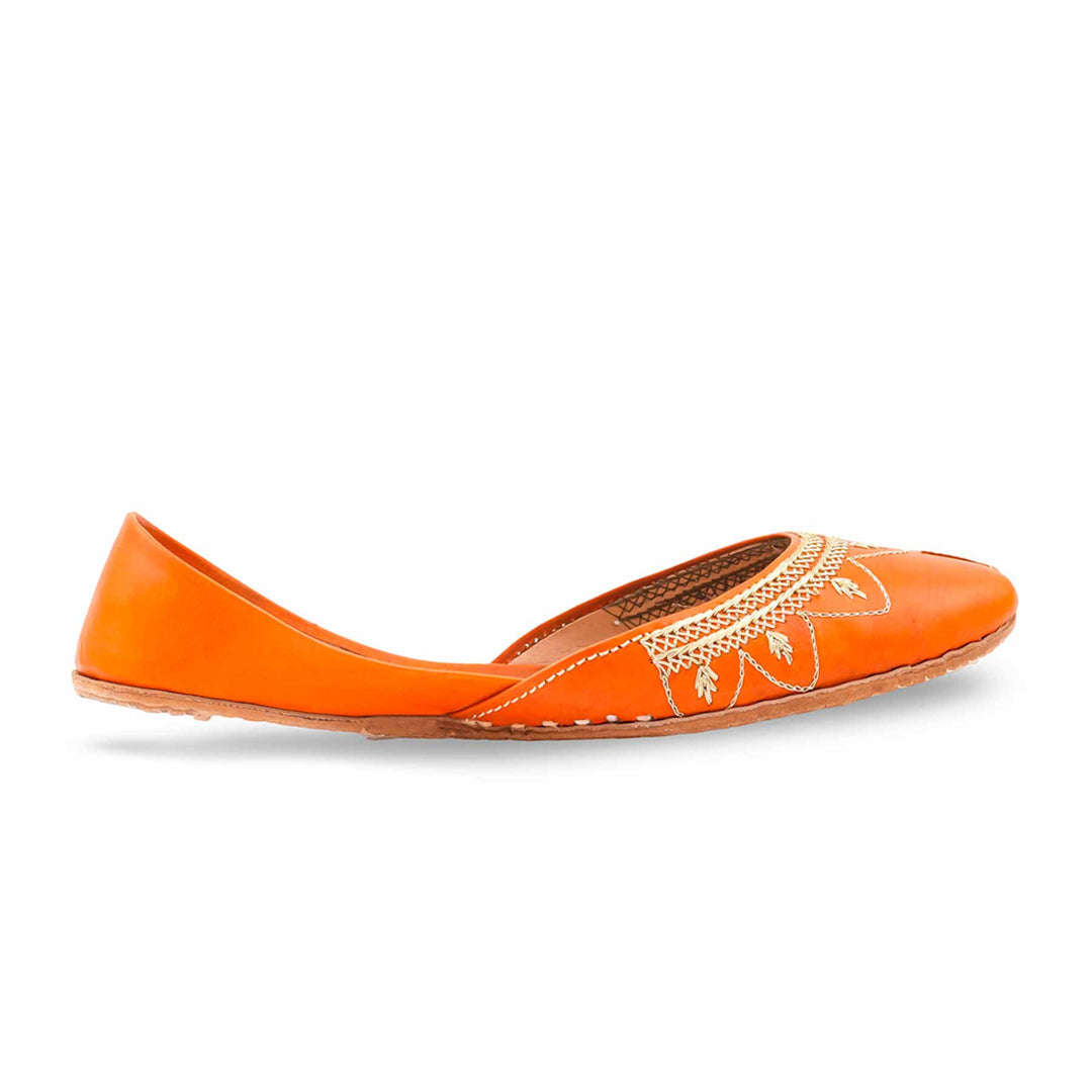 Orange Leather Khussa For Women EC8880