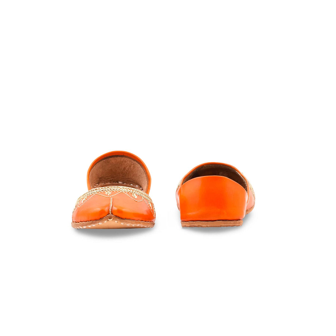 Orange Leather Khussa For Women EC8880