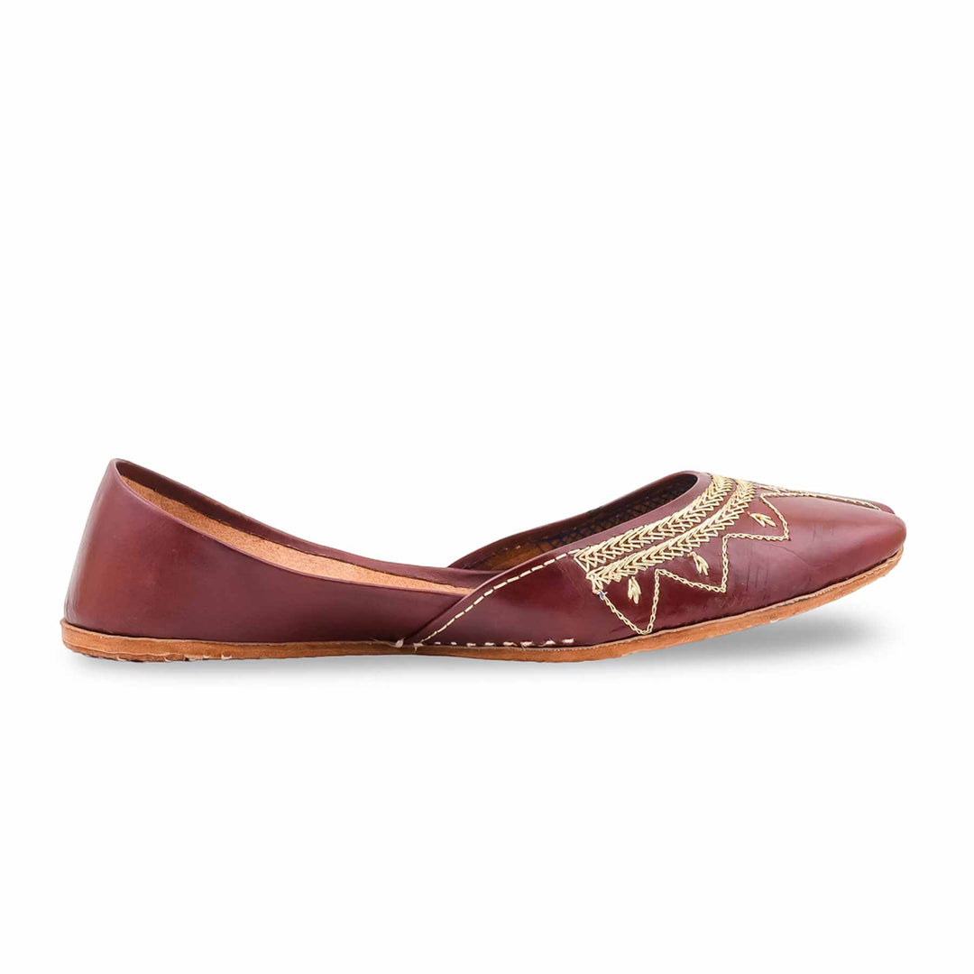 Coffee Leather Khussa For Women EC8880
