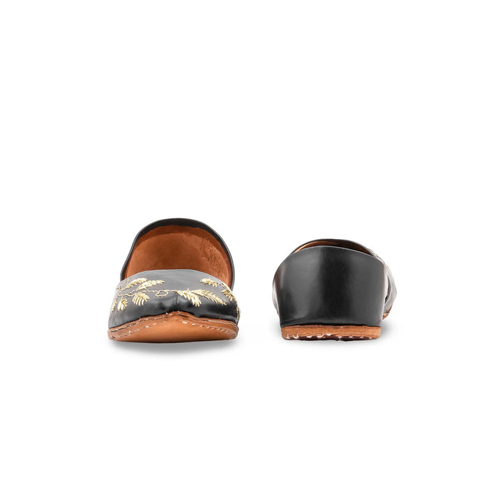 Black Leather Khussa For Women EC8881