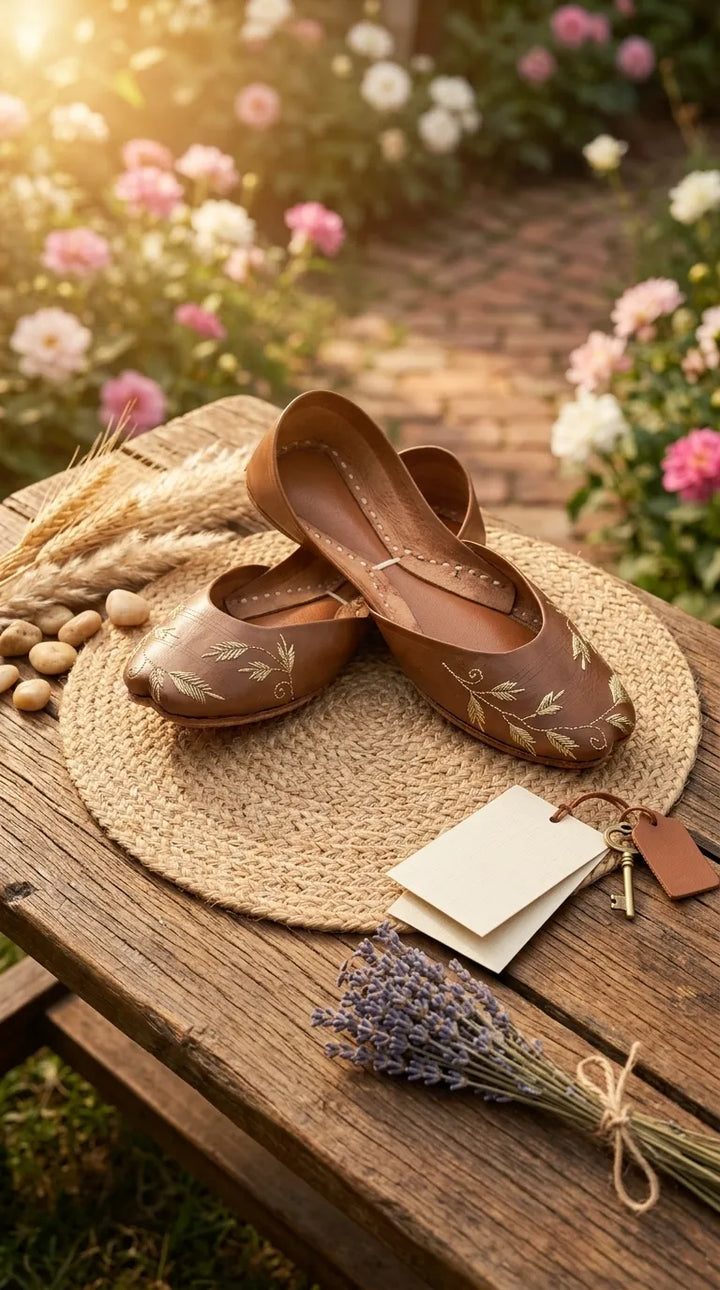 Brown Leather Khussa For Women EC8881