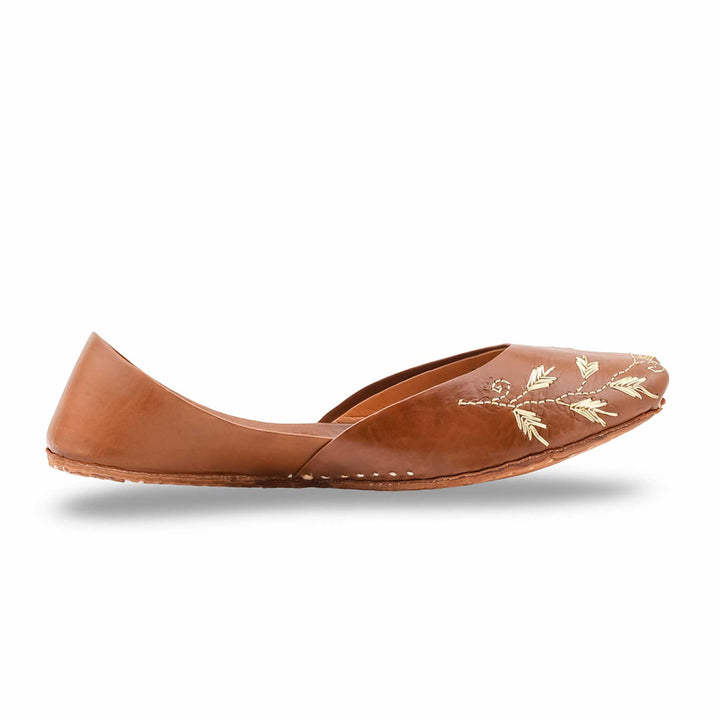 Brown Leather Khussa For Women EC8881
