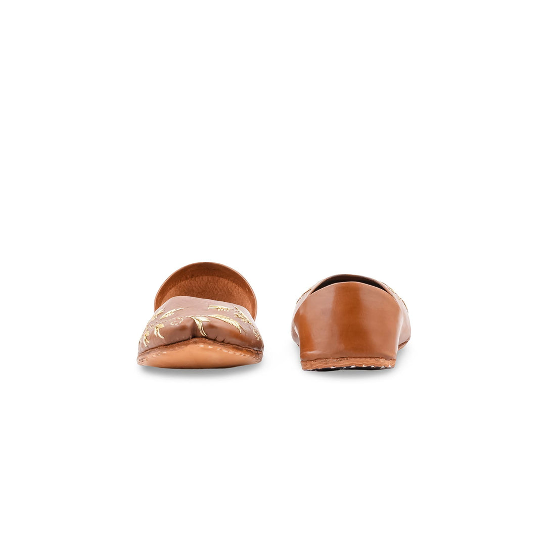 Brown Leather Khussa For Women EC8881