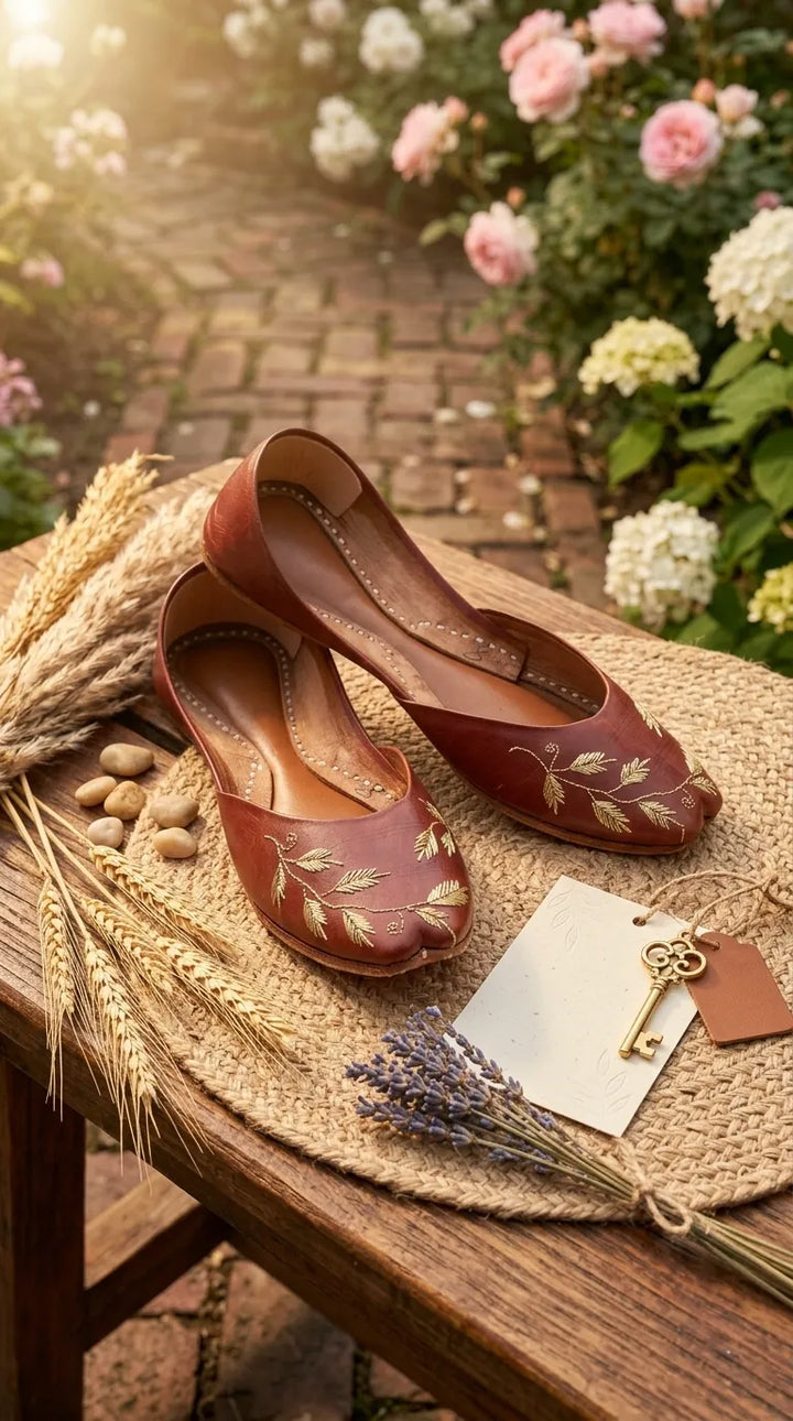 Maroon Leather Khussa For Women EC8881