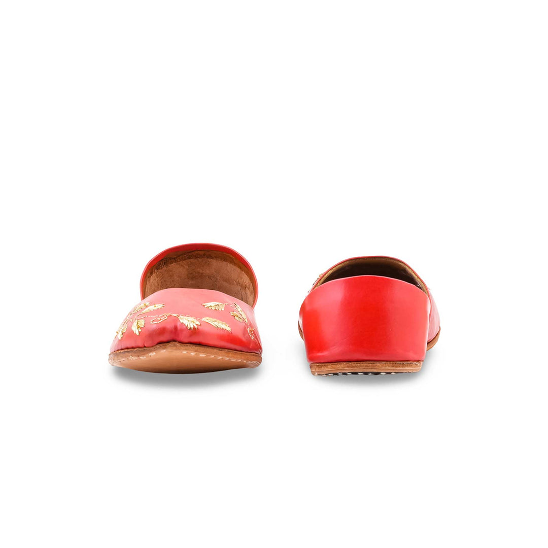 Red Leather Khussa For Women EC8881
