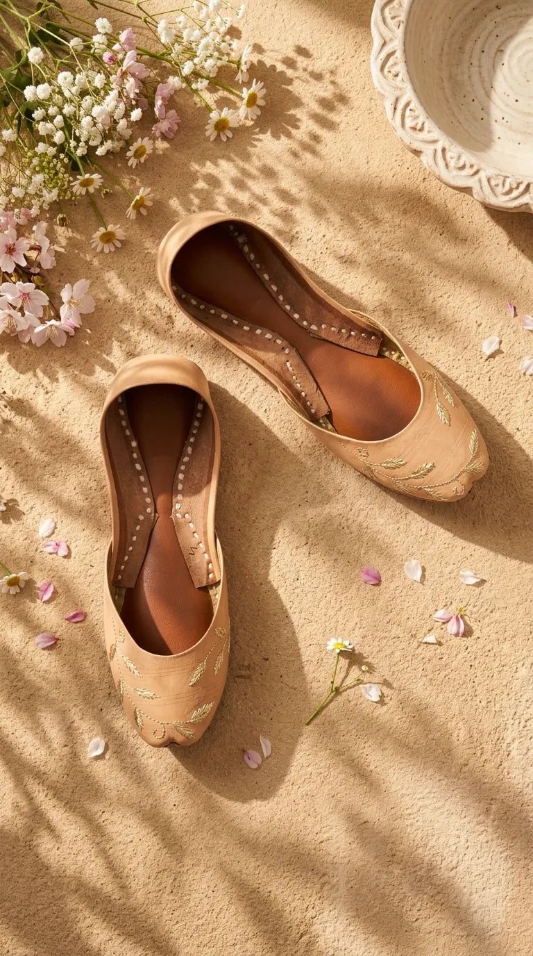 Fawn Leather Khussa For Women EC8881