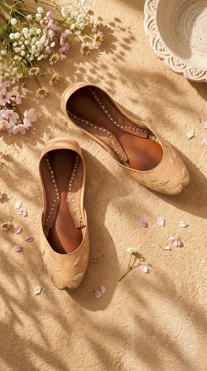 Fawn Leather Khussa For Women EC8881