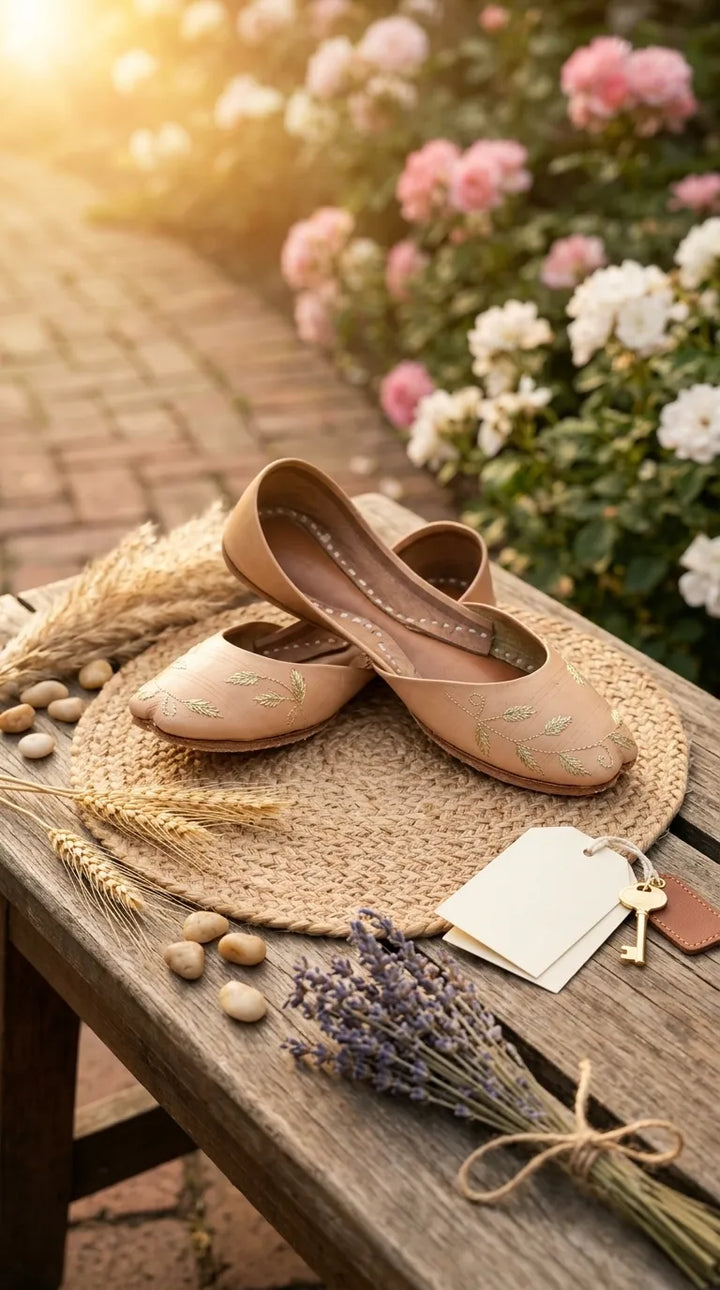 Fawn Leather Khussa For Women EC8881