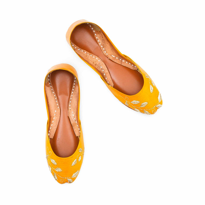 Yellow Leather Khussa For Women EC8881
