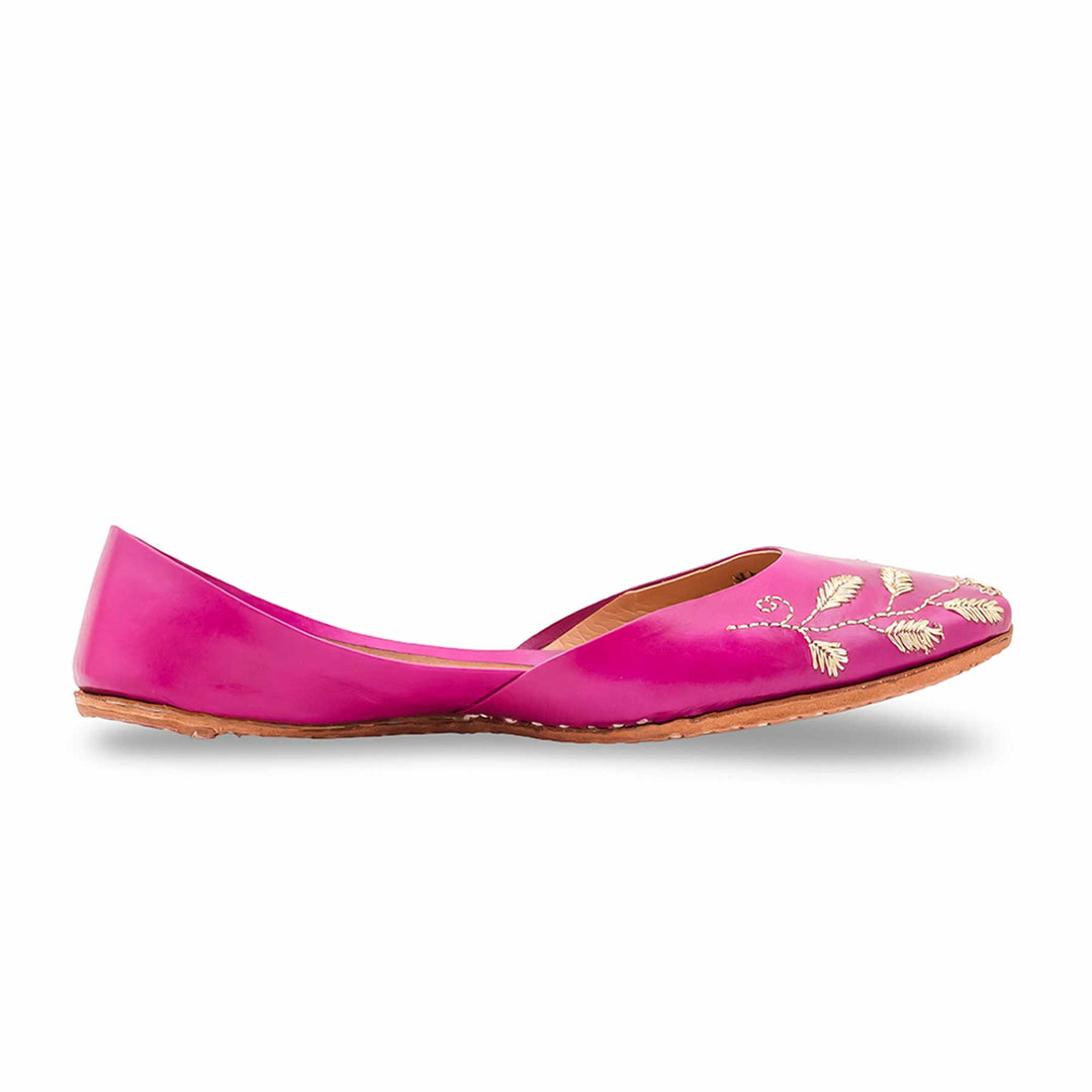 Pink Leather Khussa For Women EC8881