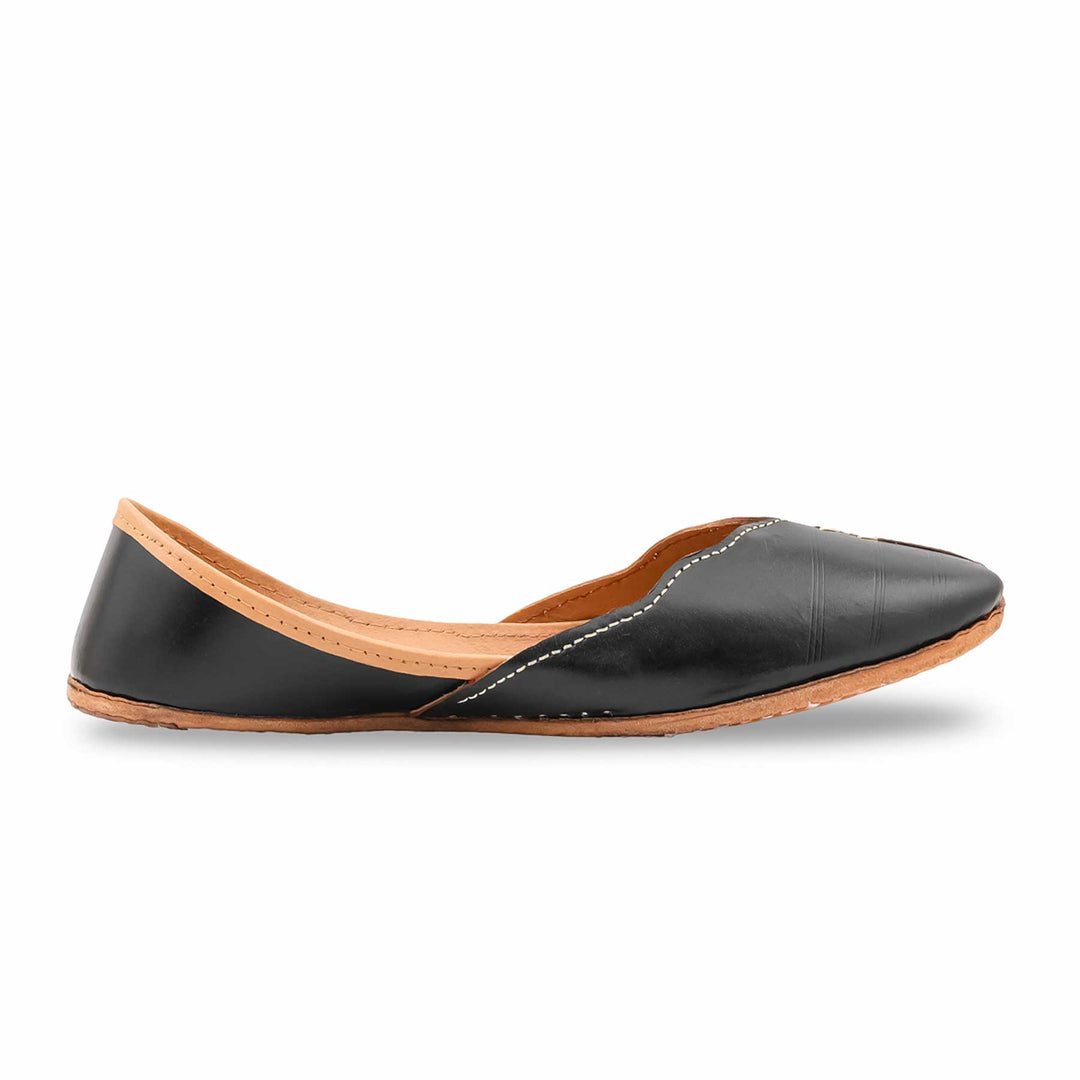 Black Leather Khussa For Women EC8882