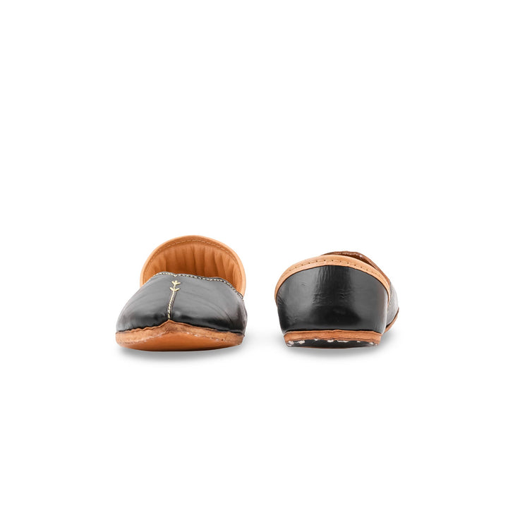 Black Leather Khussa For Women EC8882