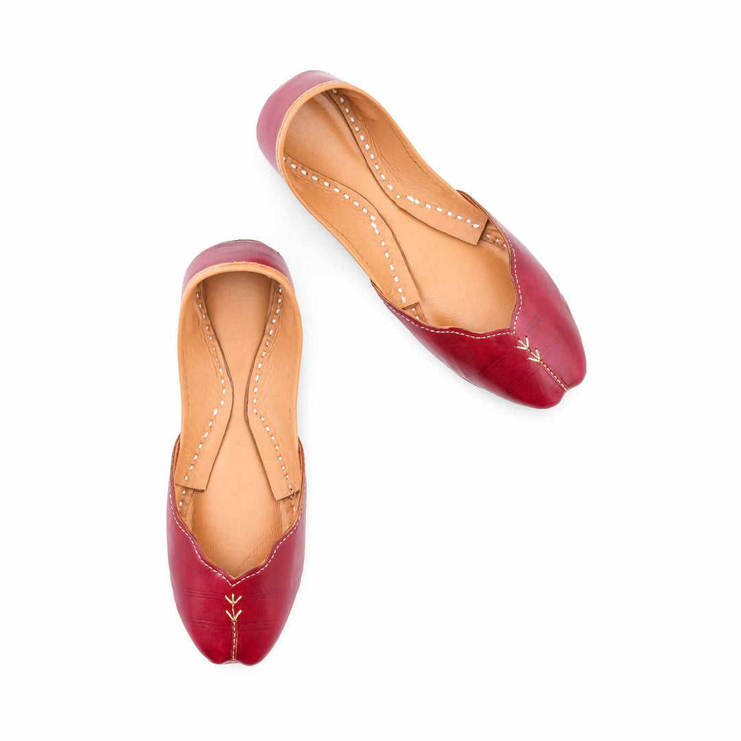 Maroon Leather Khussa For Women EC8882
