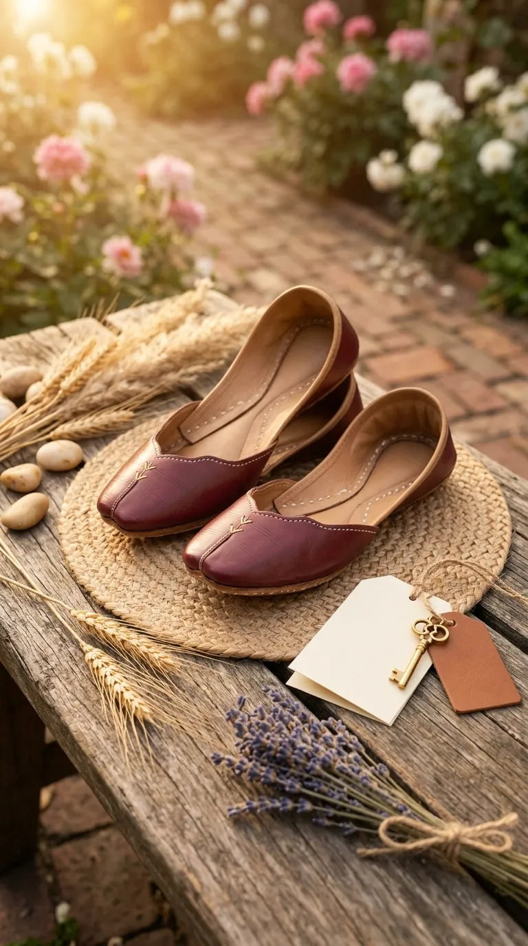 Maroon Leather Khussa For Women EC8882