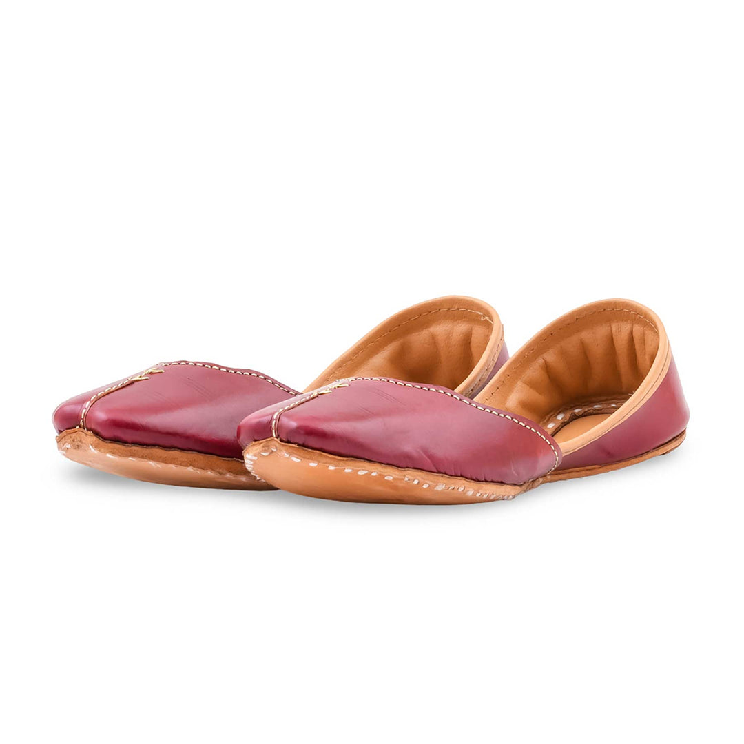 Maroon Leather Khussa For Women EC8882