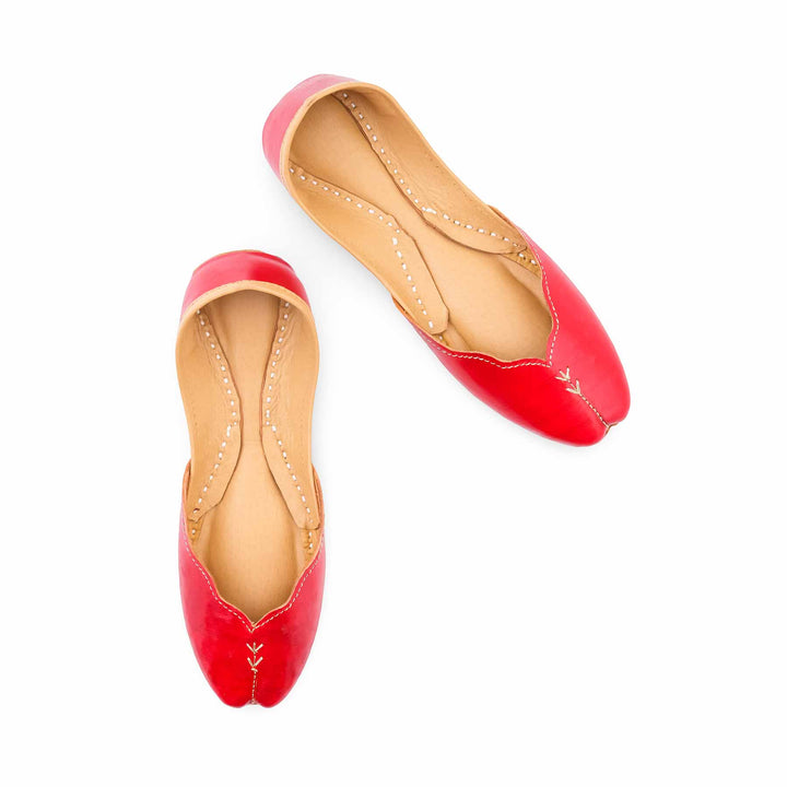 Red Leather Khussa For Women EC8882