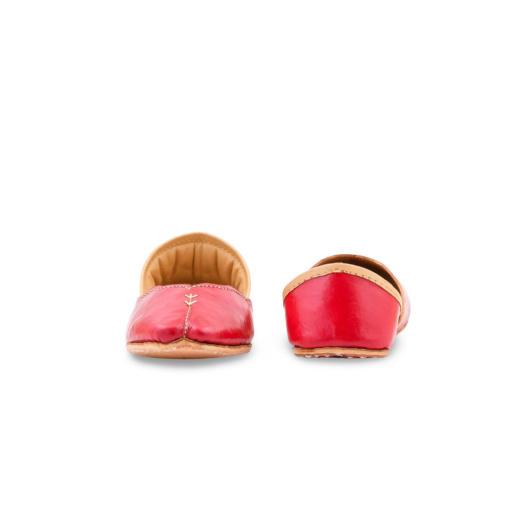 Red Leather Khussa For Women EC8882