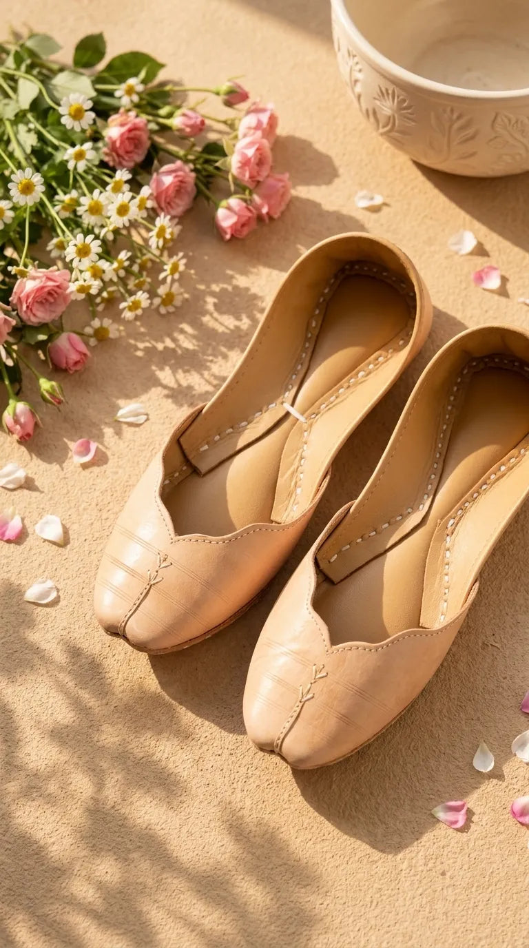 Fawn Leather Khussa For Women EC8882
