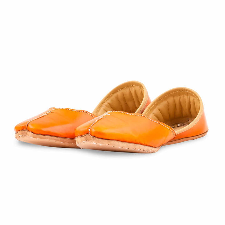 Orange Leather Khussa For Women EC8882