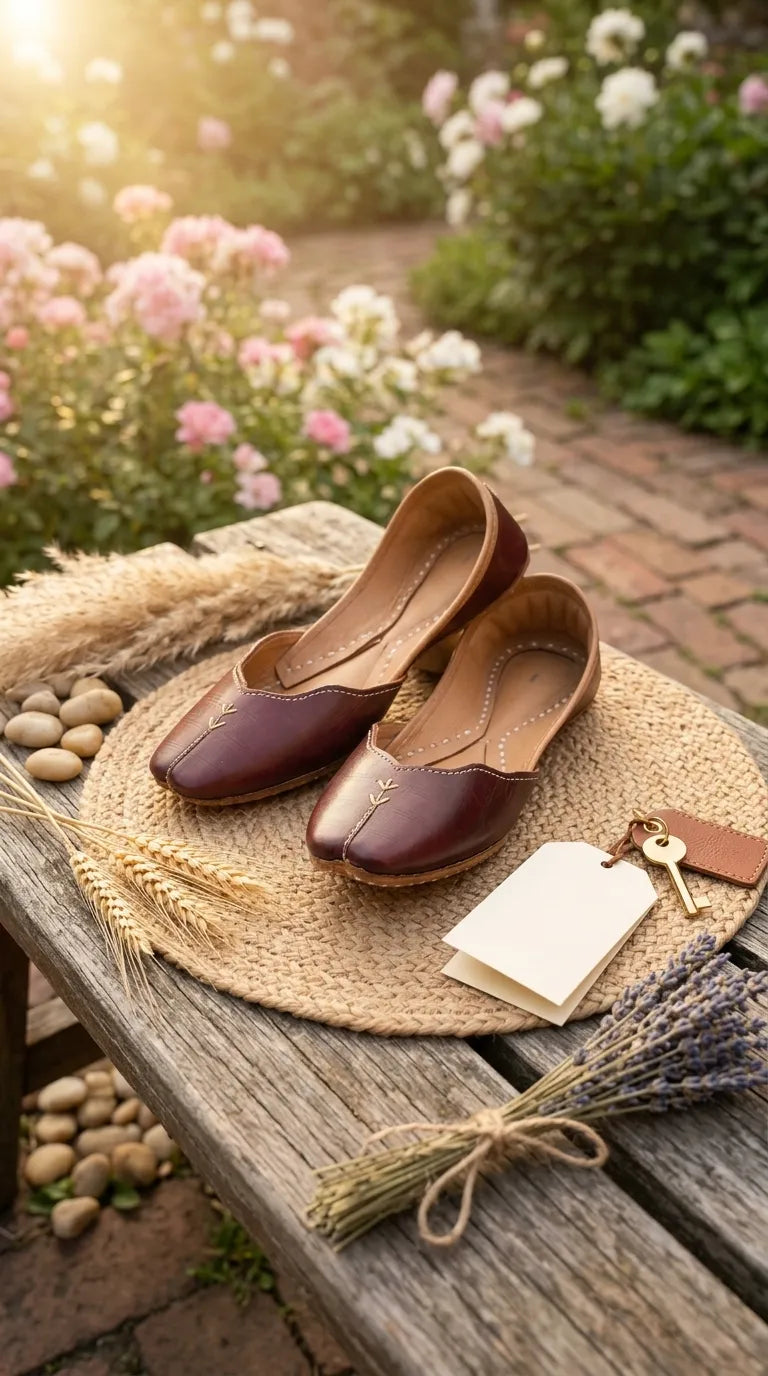 Coffee Leather Khussa For Women EC8882