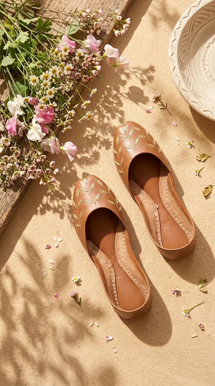 Brown Leather Khussa For Women EC8889