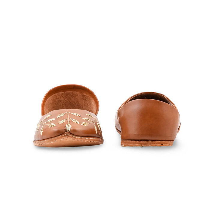 Brown Leather Khussa For Women EC8889