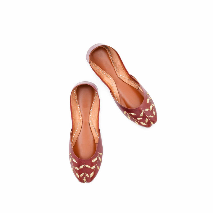 Maroon Leather Khussa For Women EC8889