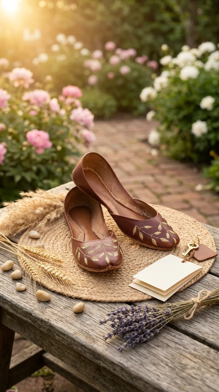 Maroon Leather Khussa For Women EC8889