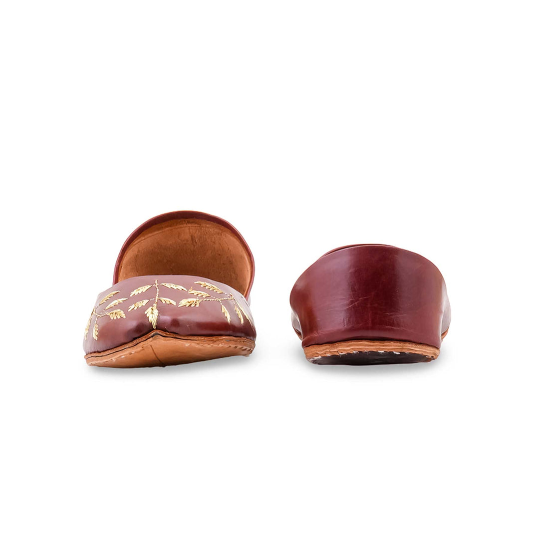 Maroon Leather Khussa For Women EC8889