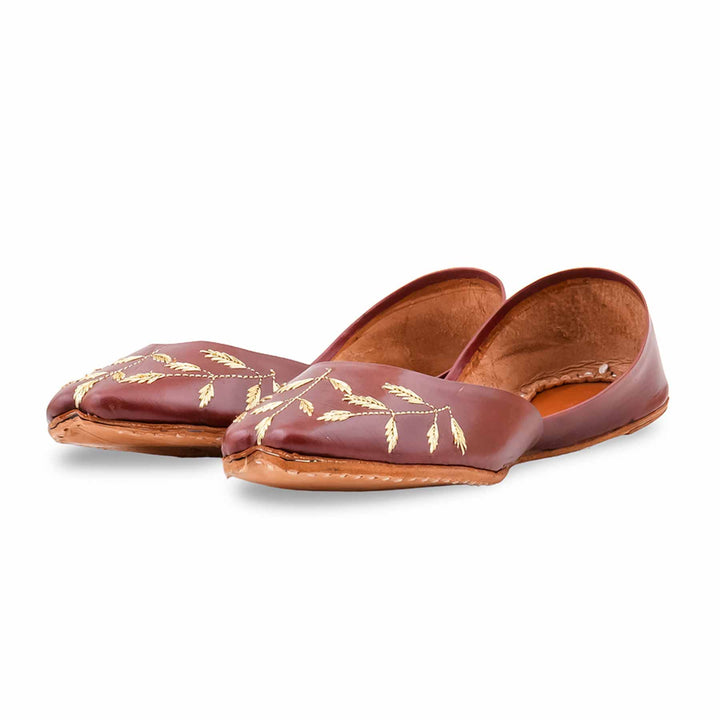 Maroon Leather Khussa For Women EC8889