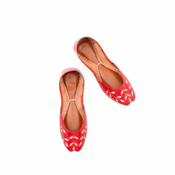 Red Leather Khussa For Women EC8889