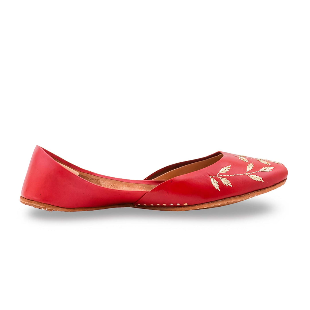 Red Leather Khussa For Women EC8889