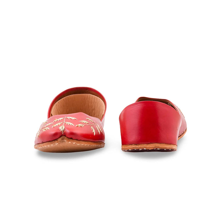 Red Leather Khussa For Women EC8889