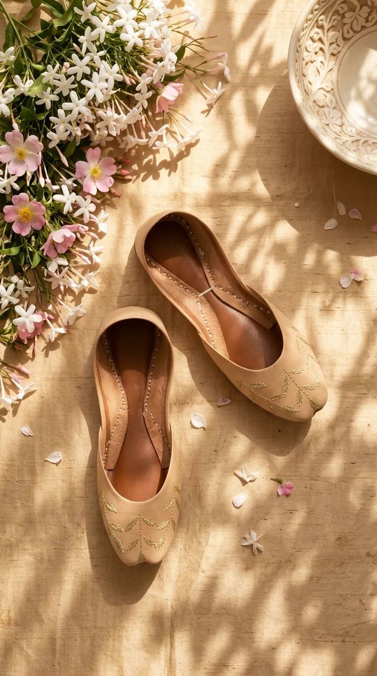 Fawn Leather Khussa For Women EC8889