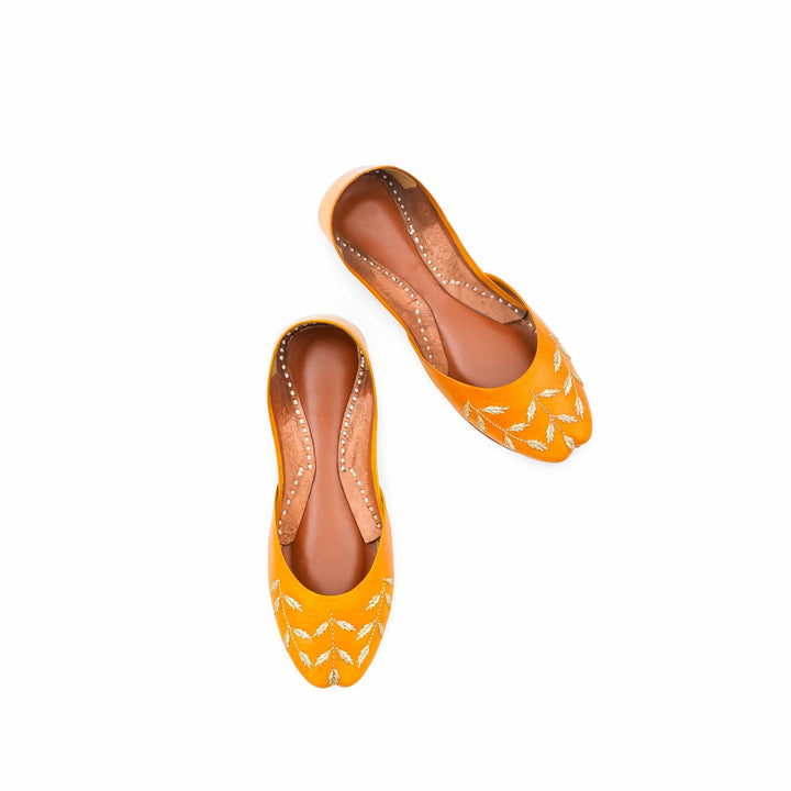 Yellow Leather Khussa For Women EC8889
