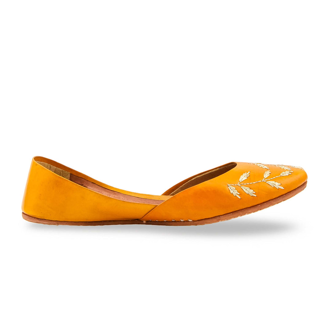 Yellow Leather Khussa For Women EC8889
