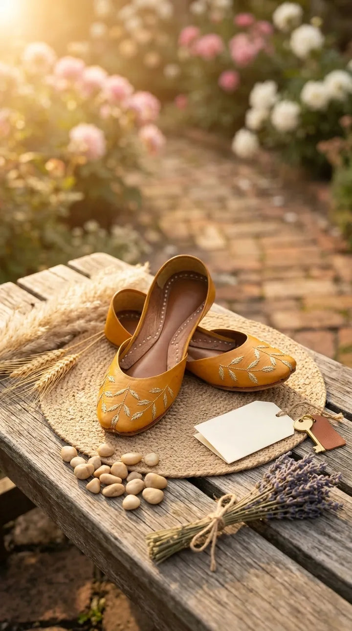 Yellow Leather Khussa For Women EC8889