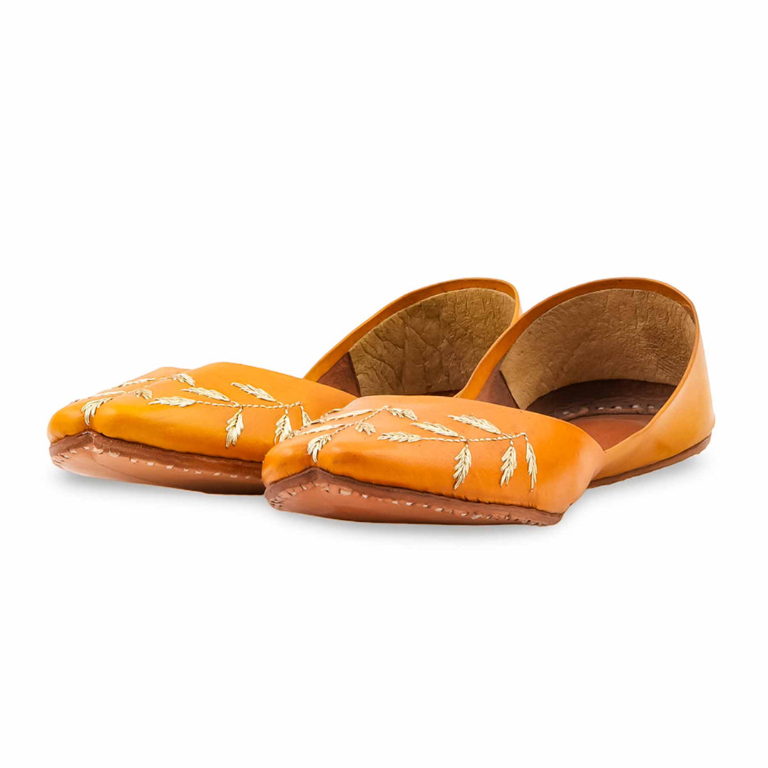 Yellow Leather Khussa For Women EC8889
