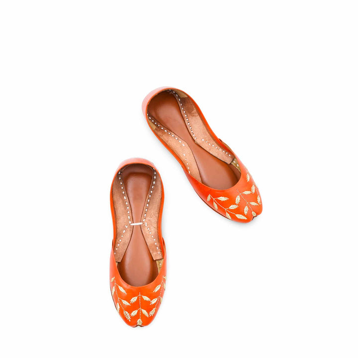 Orange Leather Khussa For Women EC8889