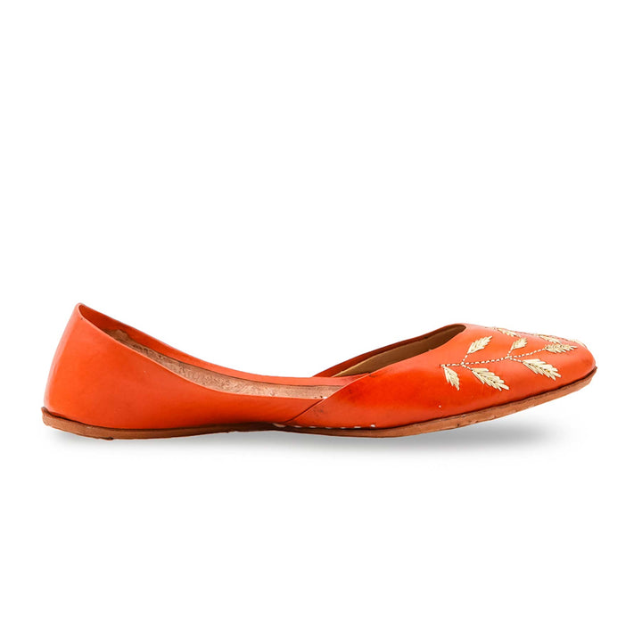 Orange Leather Khussa For Women EC8889