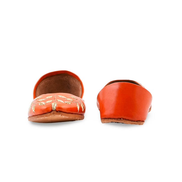 Orange Leather Khussa For Women EC8889