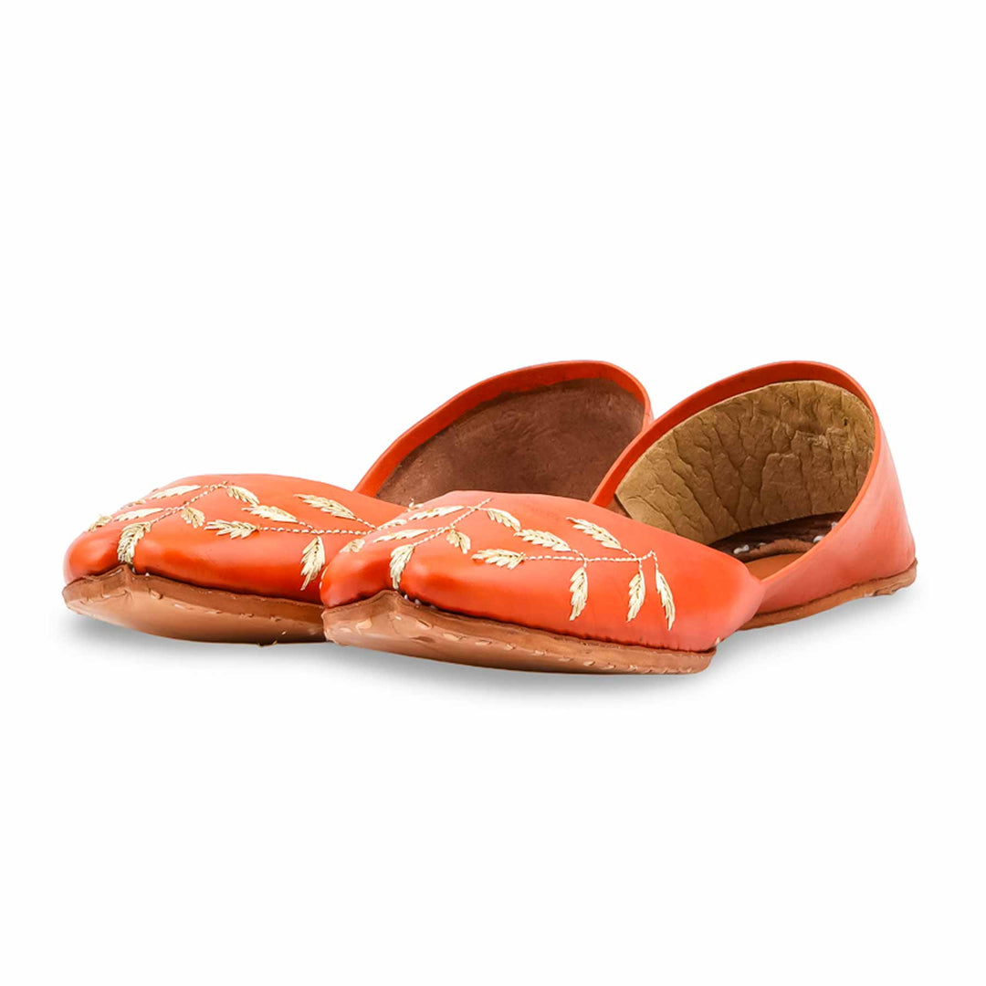 Orange Leather Khussa For Women EC8889