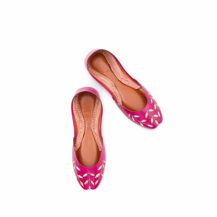 Pink Leather Khussa For Women EC8889