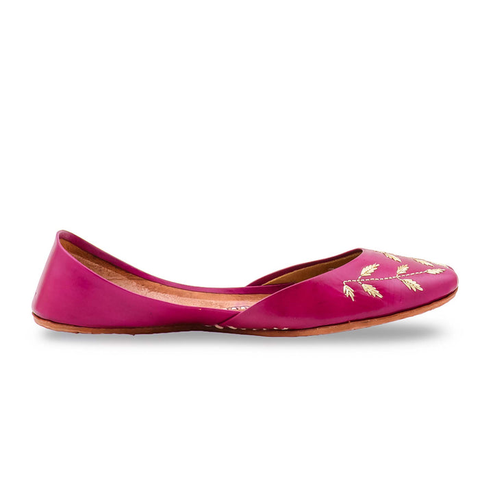 Pink Leather Khussa For Women EC8889