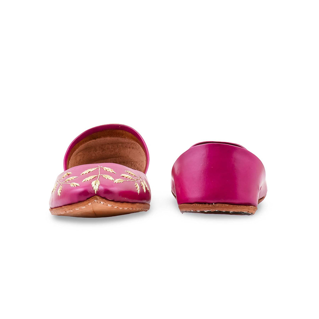 Pink Leather Khussa For Women EC8889
